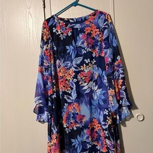 Roz & Ali Vibrant Floral Long Sleeve Dress